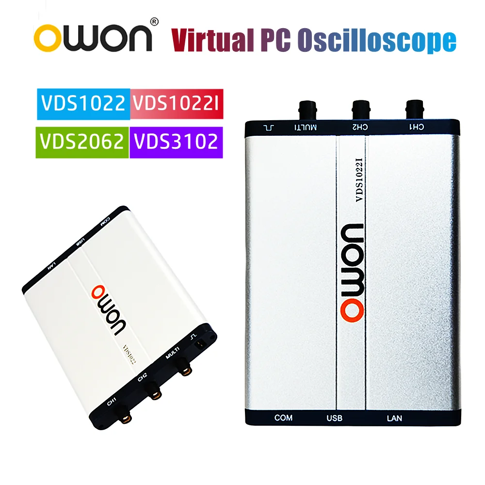 

Портативный цифровой Виртуальный осциллограф OWON VDS1022I VDS1022I, полоса пропускания 25 МГц, 100 Мвыб./с, 2-канальный мультиметр с USB-строкой