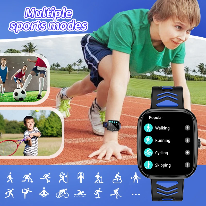 LIGE New Kid Call Smart Watch Full Touch Screen Children Puzzle Games Heart Rate Blood Oxygen Alarm Clock Birthday Gift Boy Girl