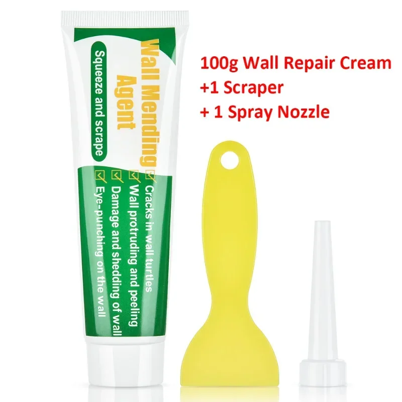Wall Repair Agent 100g Wall Repair Cream with Scraper Paint Mouldproof Quick Drying Patch Nail Hole Restore