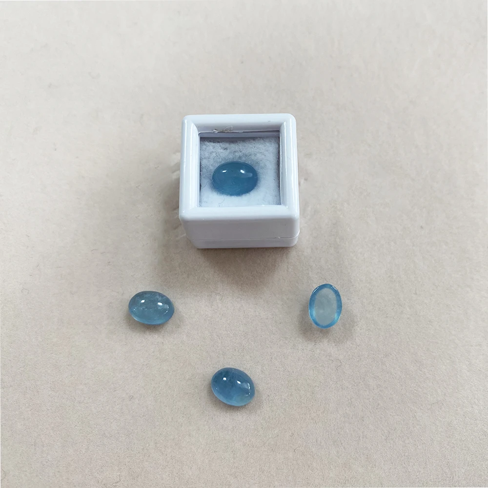 100% Natural Aquamarine Loose Stone Oval Cut 8X6mm 1.86ct for Ring Earring Necklace DIY Jewelry Making Accessories