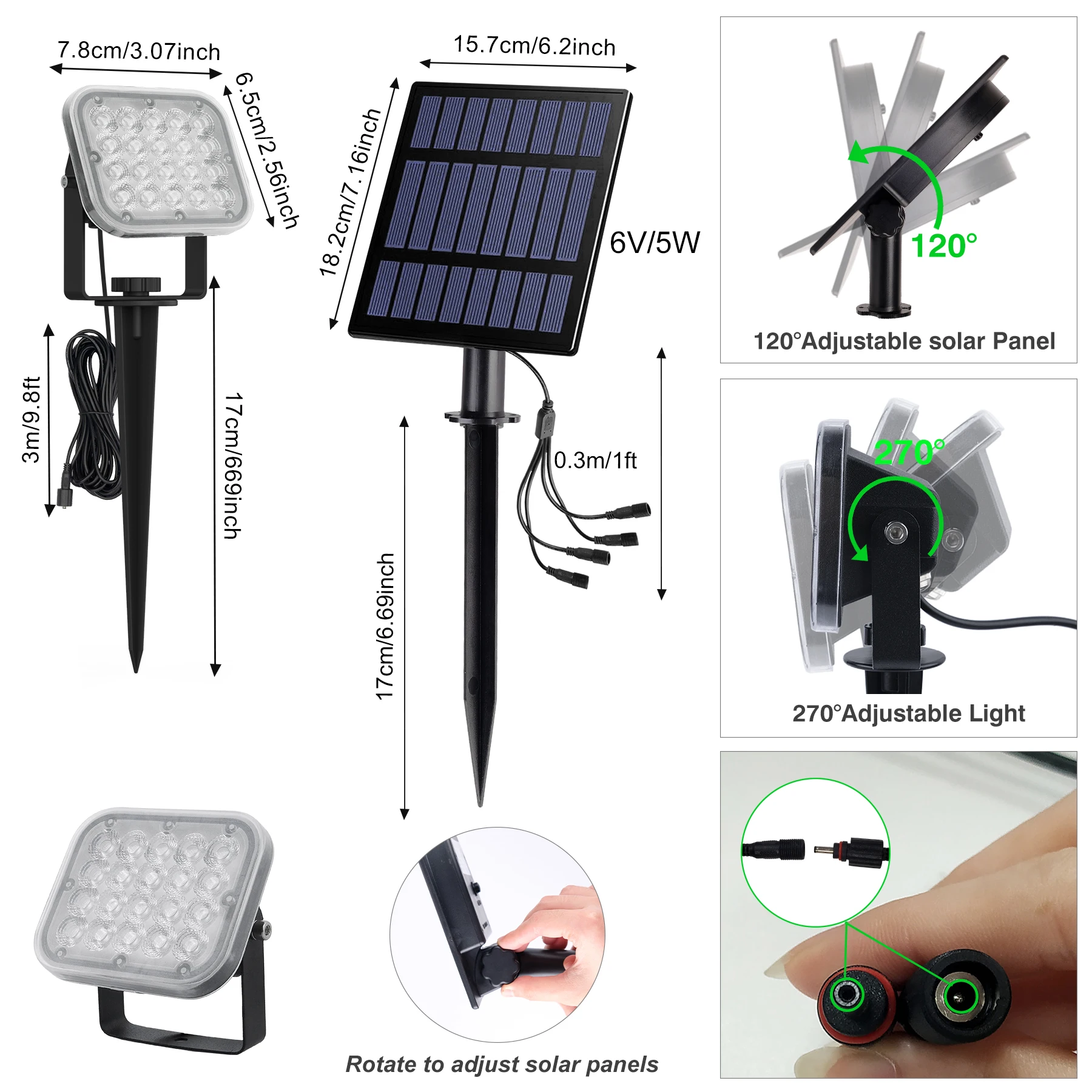 3000K/6000K/RGB Solar LED Light Outdoor IP65 Solar Lamp Garden Decoration 4in1/2in1 Outdoor Super Bright Landscape Spotlight