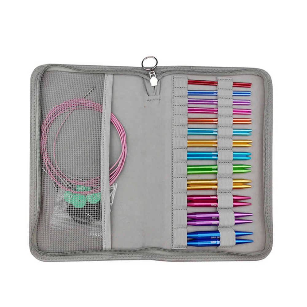 알루미늄 원형 뜨개질 바늘 세트 교환 가능한 크로 셰 뜨개질 후크 직조 원사 뜨개질 공예 도구 액세서리 키트 바늘