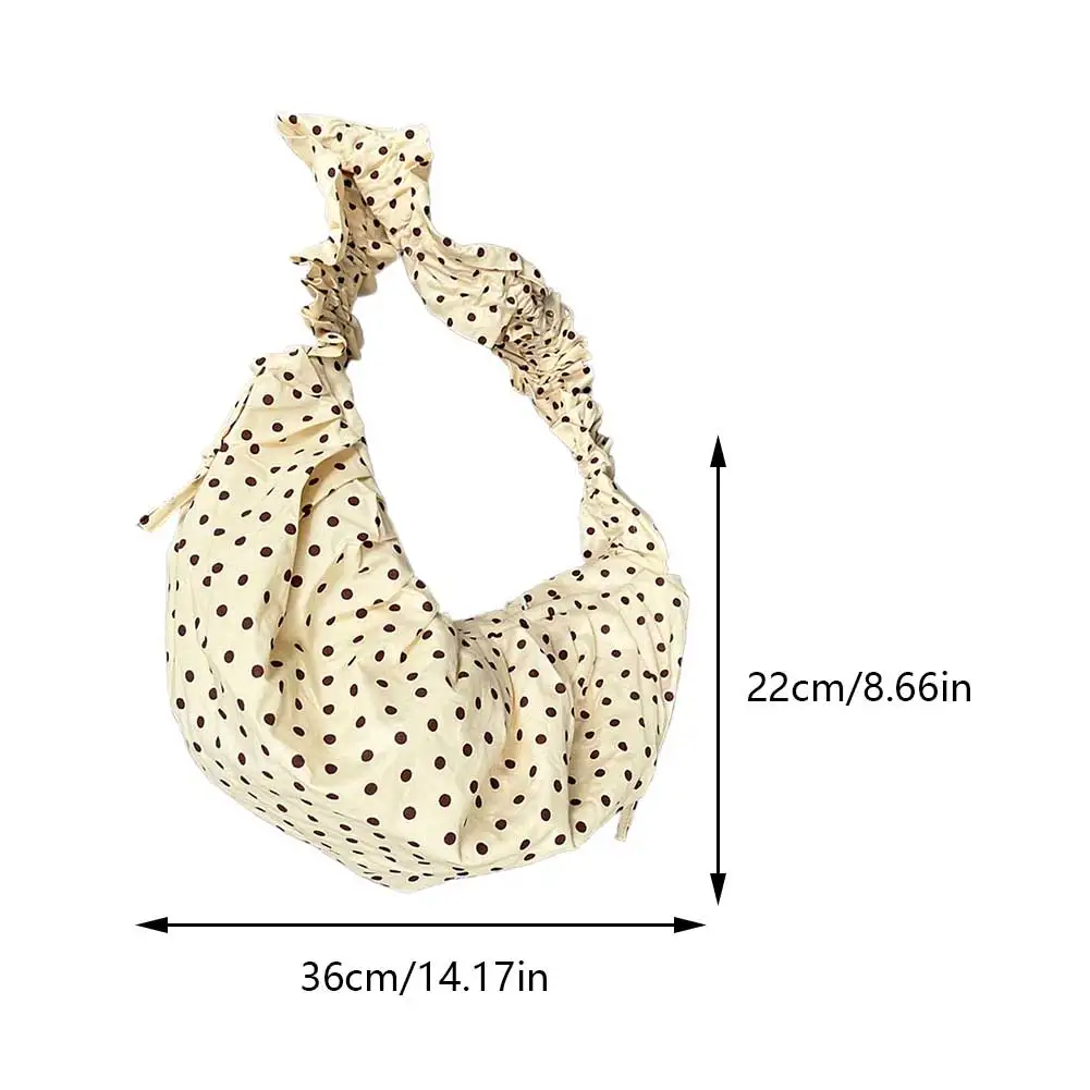Women Fashion Shoulder Bag Large Capacity Polka Dot Chic Underarm Bag All Matched Vintage Small Tote Bag for Party Vacation