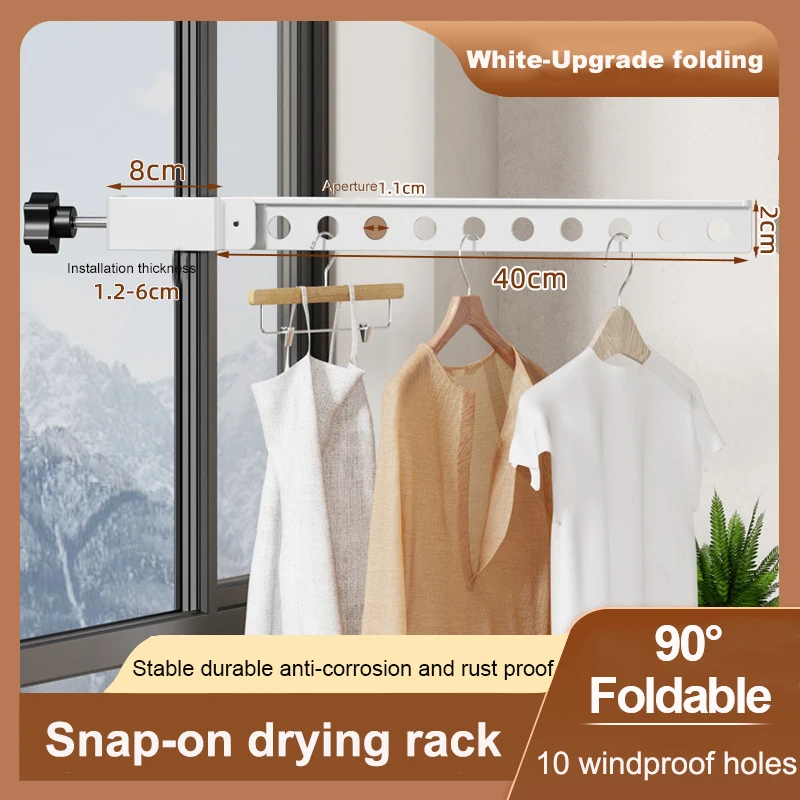 Clothes drying rack clothes hangers 90 &deg; Foldable Clothes Rack Clothes Hangers Wall Mounted Hanger Drying Rack SpaceSaving Aluminum Organization