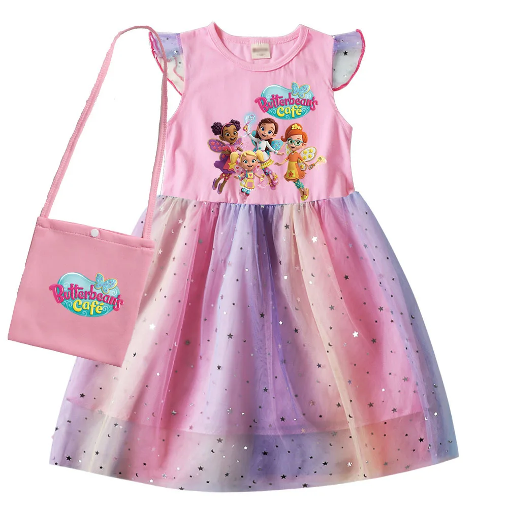 

Бабочки, одежда для кафе, Детские платья для девочек, платья принцессы, свадебное платье для маленьких девочек, детская Радужная газовая юбка