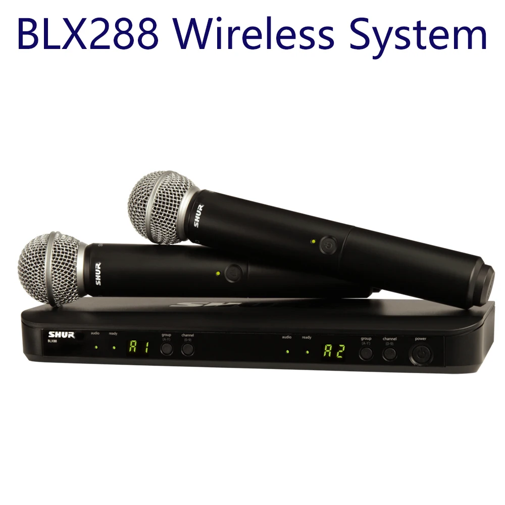 UHF PLL 무선 마이크, BLX88 듀얼 보컬 시스템, SM 58S, 무대 교회용 핸드헬드 마이크 2 개 포함