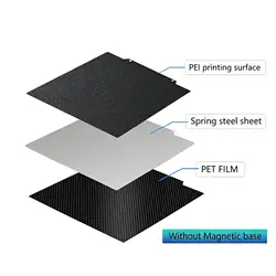 Double - Sided 3D Printer Build Plate with Magnetic Spring Steel - 235x235mm - No plug (1 PEI - PET (no base))