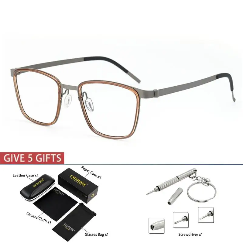 CATERSIDE Retro Quadratische Männer Brille mit Hochwertigen Titan Rahmen Lesen Optische Gläser Frauen Täglich Anti Blaues Licht Gläser – Detail 14