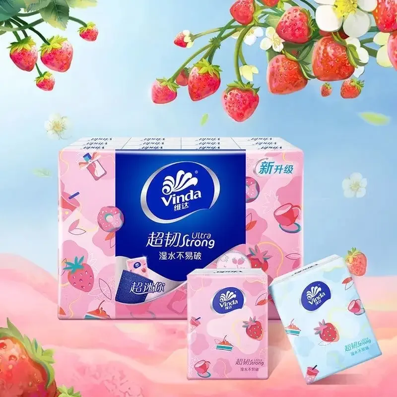 Cartoon Cat Handkerchief Paper Strawberry Printing Tissue Paper 4 Layers of Cute Facial Tissue Napkin Serviette Papier Jetable facial tissue paper