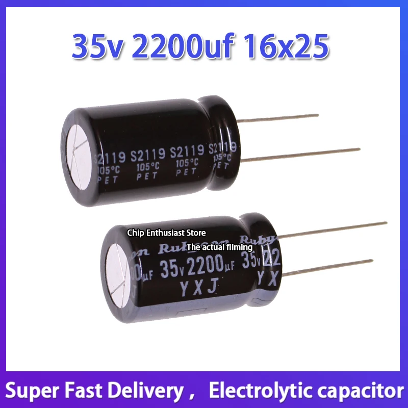

Заказ новый импортный алюминиевый электролитический конденсатор 35 в 2200 мкФ 16x25 Ruby YXJ высокая частота и длительный срок службы 16*25 мм
