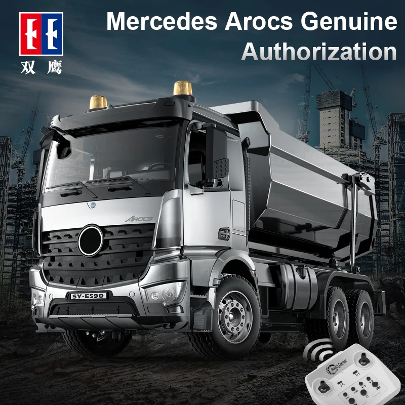 Silver Gray Remote Control Dump Truck Toy with Rechargeable Battery