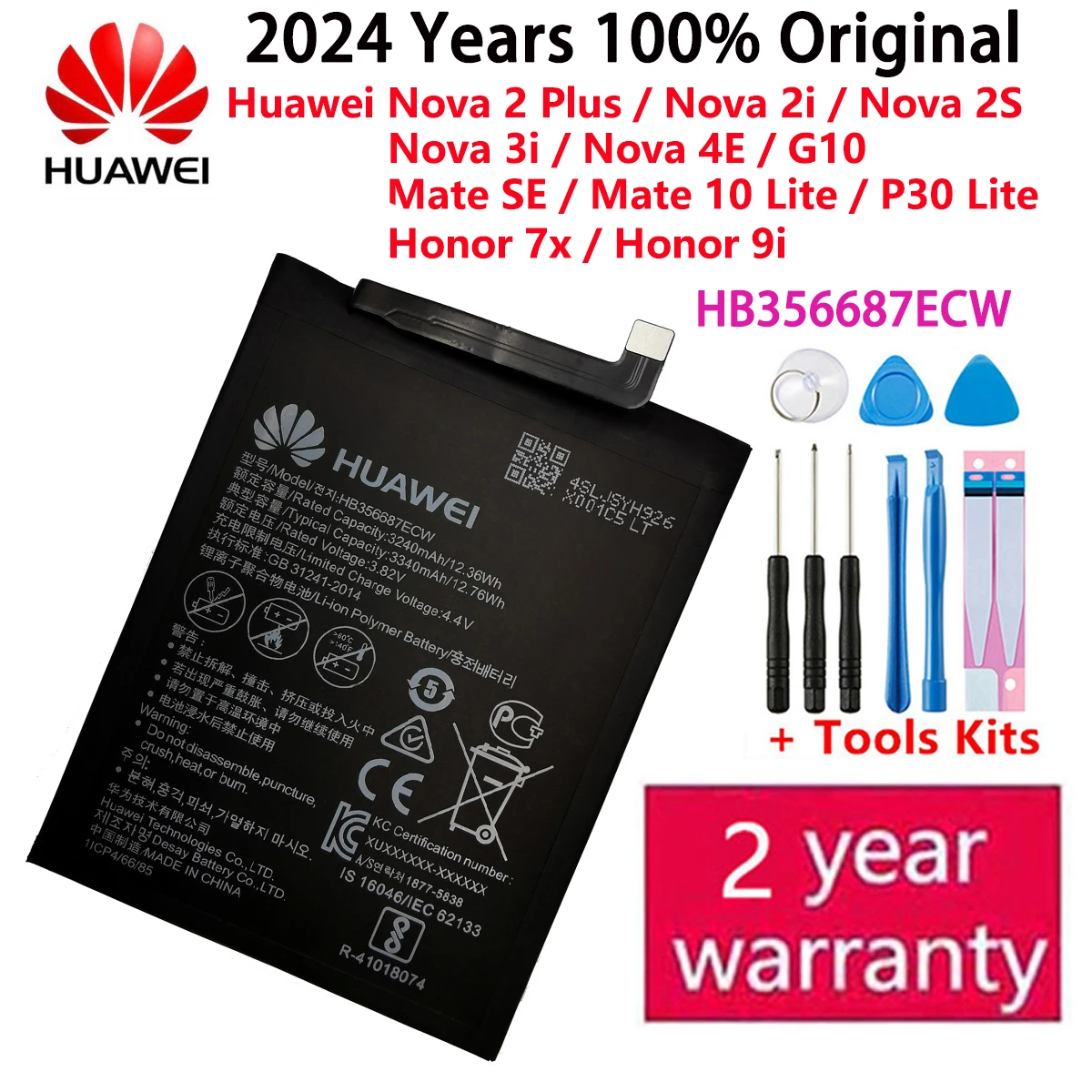 Hua Wei Battery Hb356687Ecw Per Huawei Nova 2 Plus Nova 2I 2S 3I 4E G10 Mate 10 Lite Se Honor 7X 9I P30 Lite Batterie