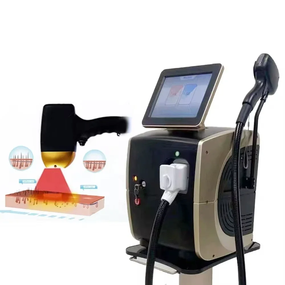 High power Permanent 755 808 1064 808 nm Ice Platinum Titanium 3 wavelength Diode Laser Hair Removal Machine