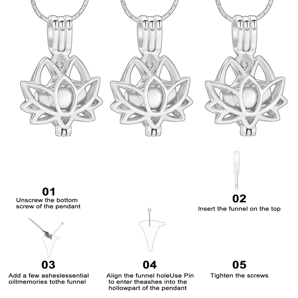 Hollow Lotus Cremation Necklace With Mini Urns For Human/Pet Ashes Stainless Steel Woman Jewelry Memorial Pendant