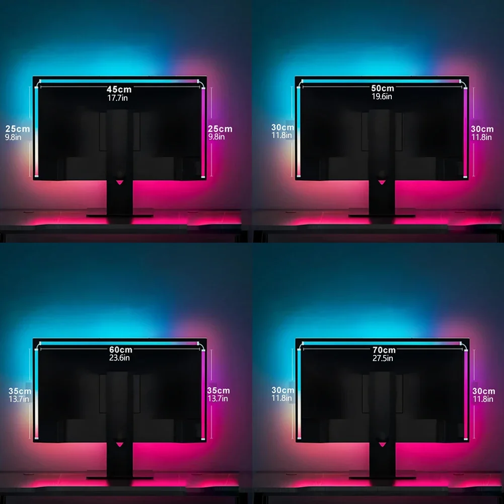 【Daily Deals】 1Set LED Strip Backlight For Computer Screen Music Game Sync 24/27/32/34" Screen Gaming Amosphere Ambient Smart TV.