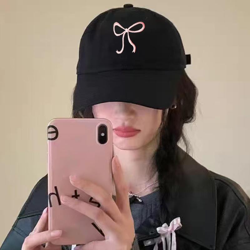 Sweet Bowknot Embroidery Baseball Hat For Women Solid Color Korean Girl Peaked Cap Outdoor Sun Visors Caps