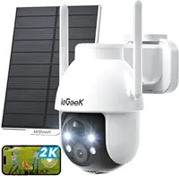 Iegeek 2K 3mp 360 ° PTZ HD caméra de surveillance solaire extérieure, batterie extérieure avec capteur de mouvement PIR, vision nocturne couleur 1