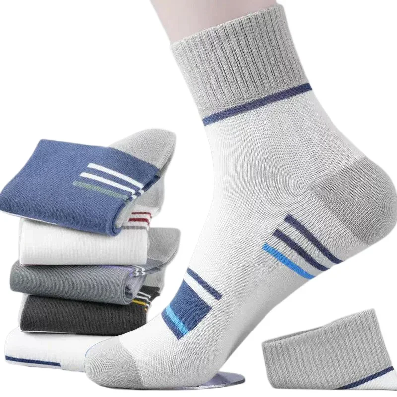 MensPureCottonSocksSpringStripedCasualSocksMensAntiodor