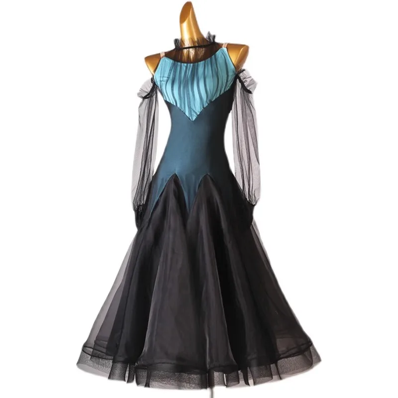 Tuta da ballo sportiva Competizione Abito da ballo Vestito da ragazza Manica lunga Costume per adulti Valzer Abbigliamento moderno Costumi di scena serali - immagine 5