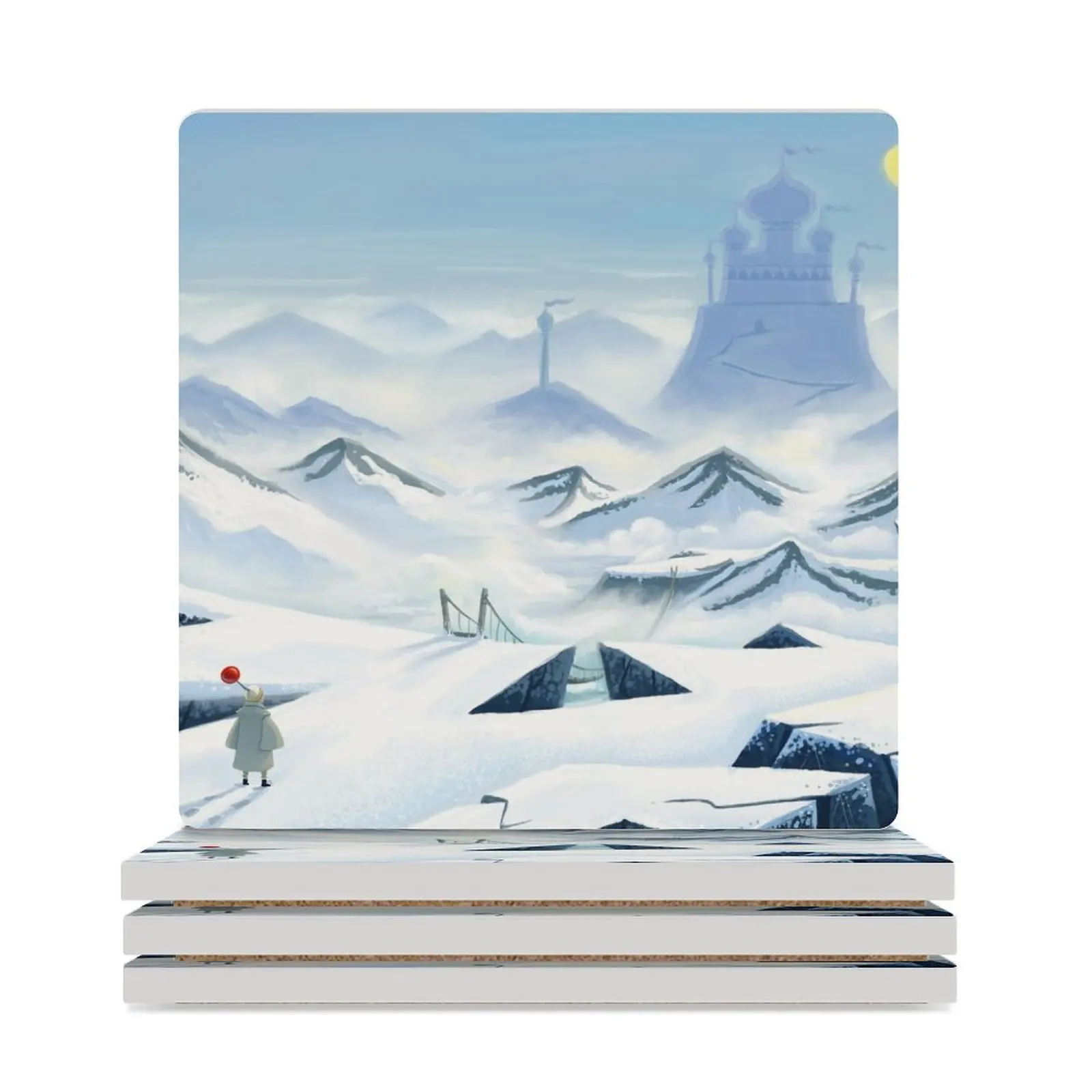 

Mountain Castle Ceramic Coasters (Square) Tea cups cute cup for drinks aesthetic table decoration and accessories Coasters