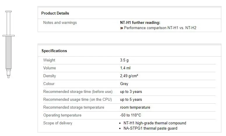 Noctua NT-H1 3.5g 10g AM5 SW Edição