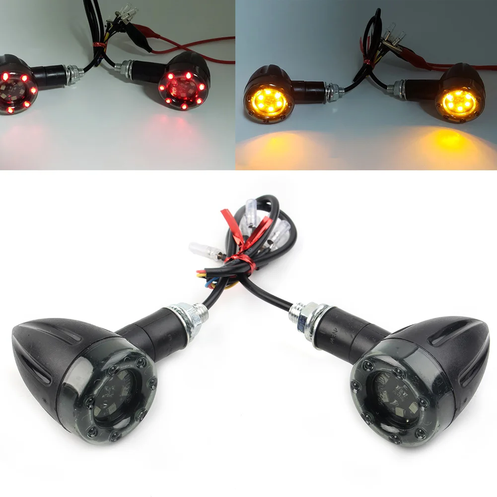 

2Pcs Motorcycle LED Bullet Brake Blinker Turn Signal Tail Lights Indicator Lamp For Harley Honda Suzuki Yamaha Kawasaki