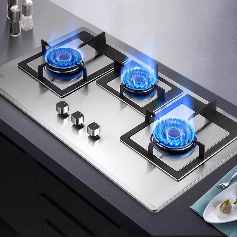 Must-Have Embedded Gas Stove for Home: Three-Burner, Stainless Steel, Liquefied Gas & Natural Compatible
