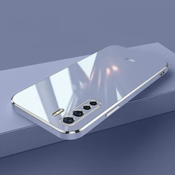 Luxury Square Plating ShockProof Silicone Back Phone Case Cover for OPPO F15 (Gs6D grey)