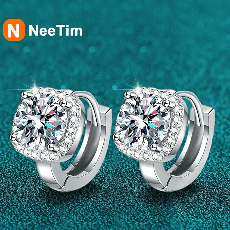 NeeTim 1ct Moissanite Earrings for Women S925 Sterling