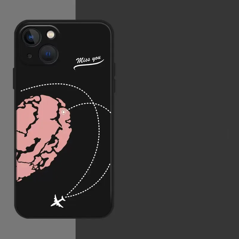 thumbnail image 1 of Aircraft Love Heart Couple Phone Case For iPhone 13 11 12 14 15 Pro Max Mini XS Max XR SE 14 Plus Plane Transparent Cover Fundas, 1 of 5