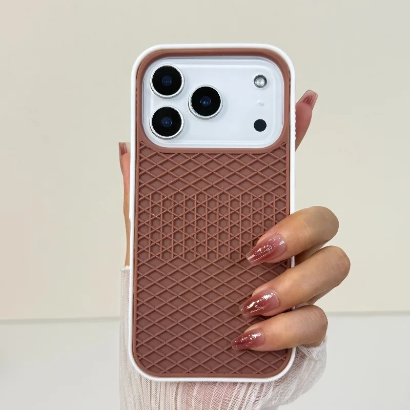 HOCE Rainbow Colorful Vans Waffle Phone Case For iPhone 17 Air 16 15 14 13 12 11 17 Pro Max Grid Soft Silicone Shockproof Cover