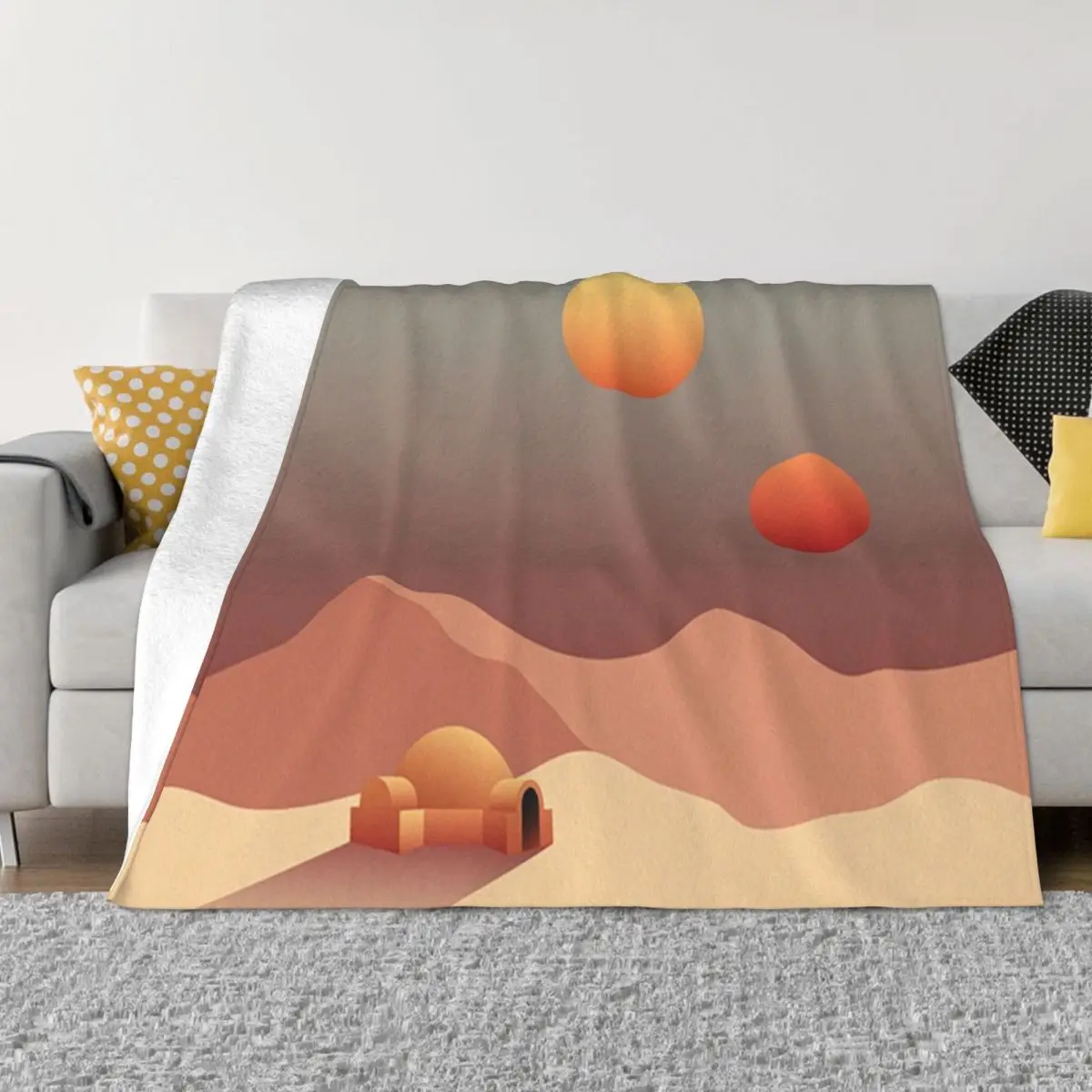 

Tatooine View Throw Blanket Plaid on the sofa Furrys Shaggy Blankets