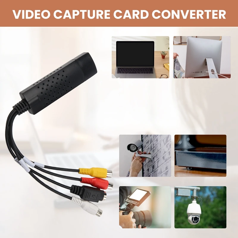 Easycap USB 2.0 Easy Cap Video TV DVD VHS DVR Capture Adapter Easier Cap USB Video Capture Device Support Win10 5