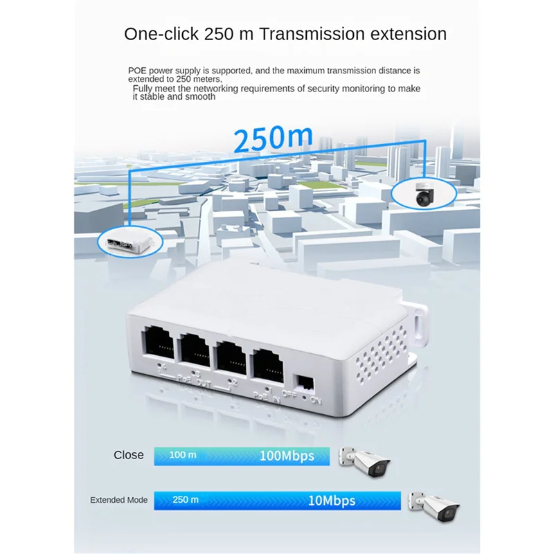 BTLIFE-4X 13포트 PoE 확장기 10/100M PoE 리피터 IEEE802.3Af IP 전송 확장기 (POE 스위치 NVR IP 카메라용)