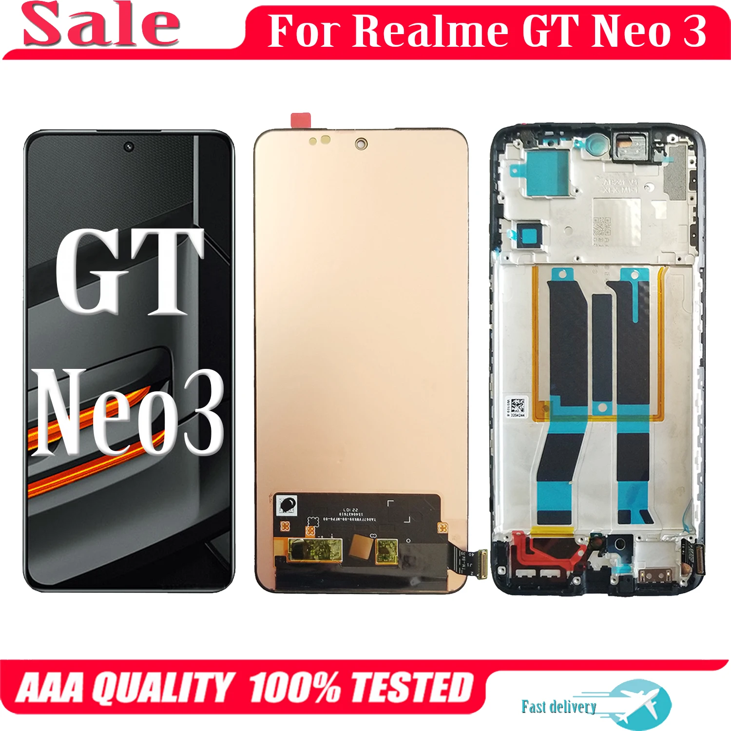 6.7'' Original AMOLED For OPPO Realme GT Neo 3 Neo3 RMX3561 RMX3560 RMX3563  LCD Display Touch Screen Digitizer Assembly