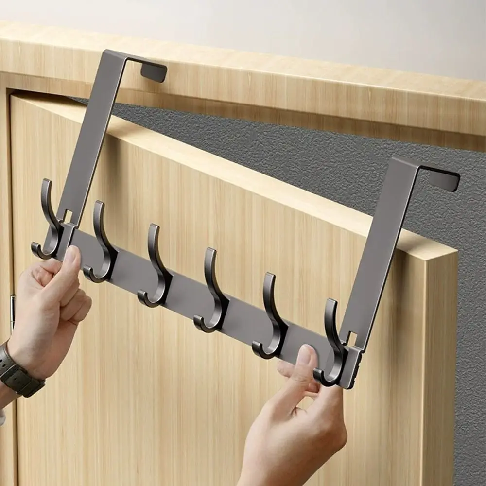 Punch-free 6/7/8 Door Hook Storage Holder Traceless Door Back Storage Rack Kitchen Accessories Bathroom Organizer Rack Coat Hook