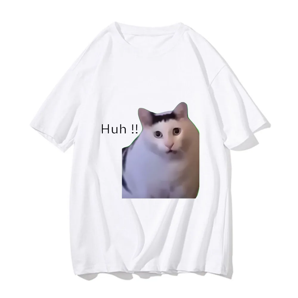 

Huh Cat Meme T Shirts Funny Cool Classic Men/Women Clothes Harajuku Aesthetic Tshirt Vintage Unisex Streetwear Cotton Tops Y2k