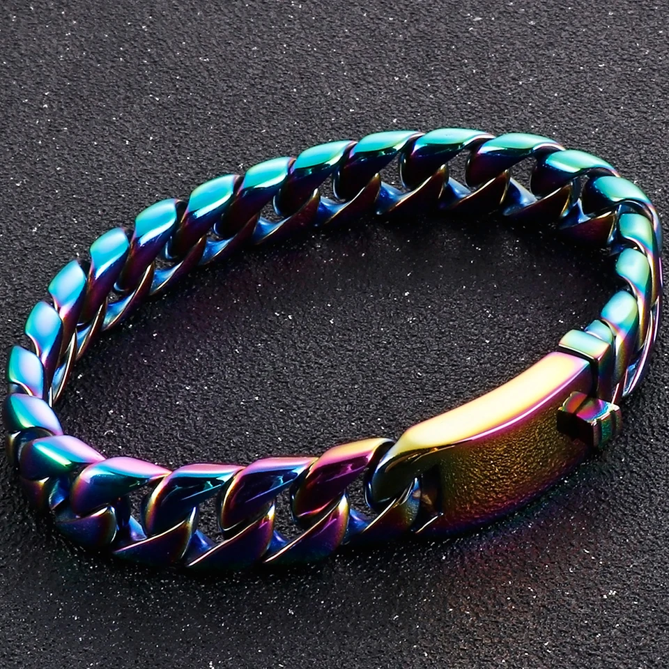 ChainsHouse Mens ketting armband 6/10/14mm roestvrij staal Cubaanse Curb Armbanden 19cm/21cm, 19 cm, Metaal