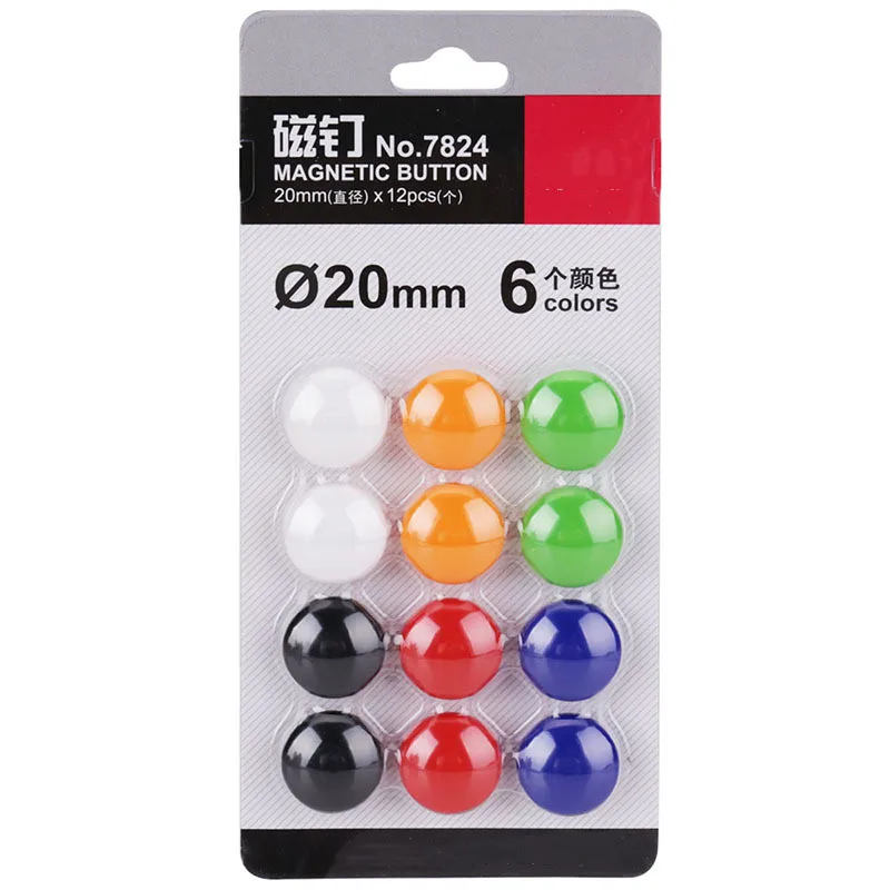 

12PCS Color magnet magnet, white board, magnetic beads, fixed magnetic clasp, small magnet nail, for teaching and office use