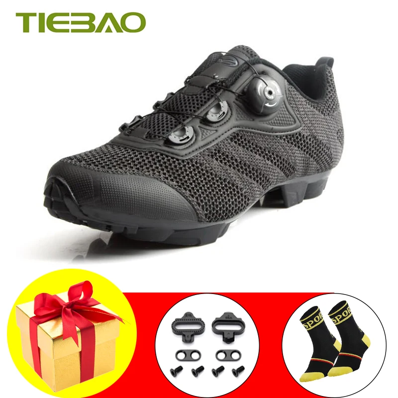 

Tiebao Breathable Mountain Bike Sneakers Ultra-Light Mtb Cycling Shoes Rotating Button Spd Cleats Riding Bicycle Footwear