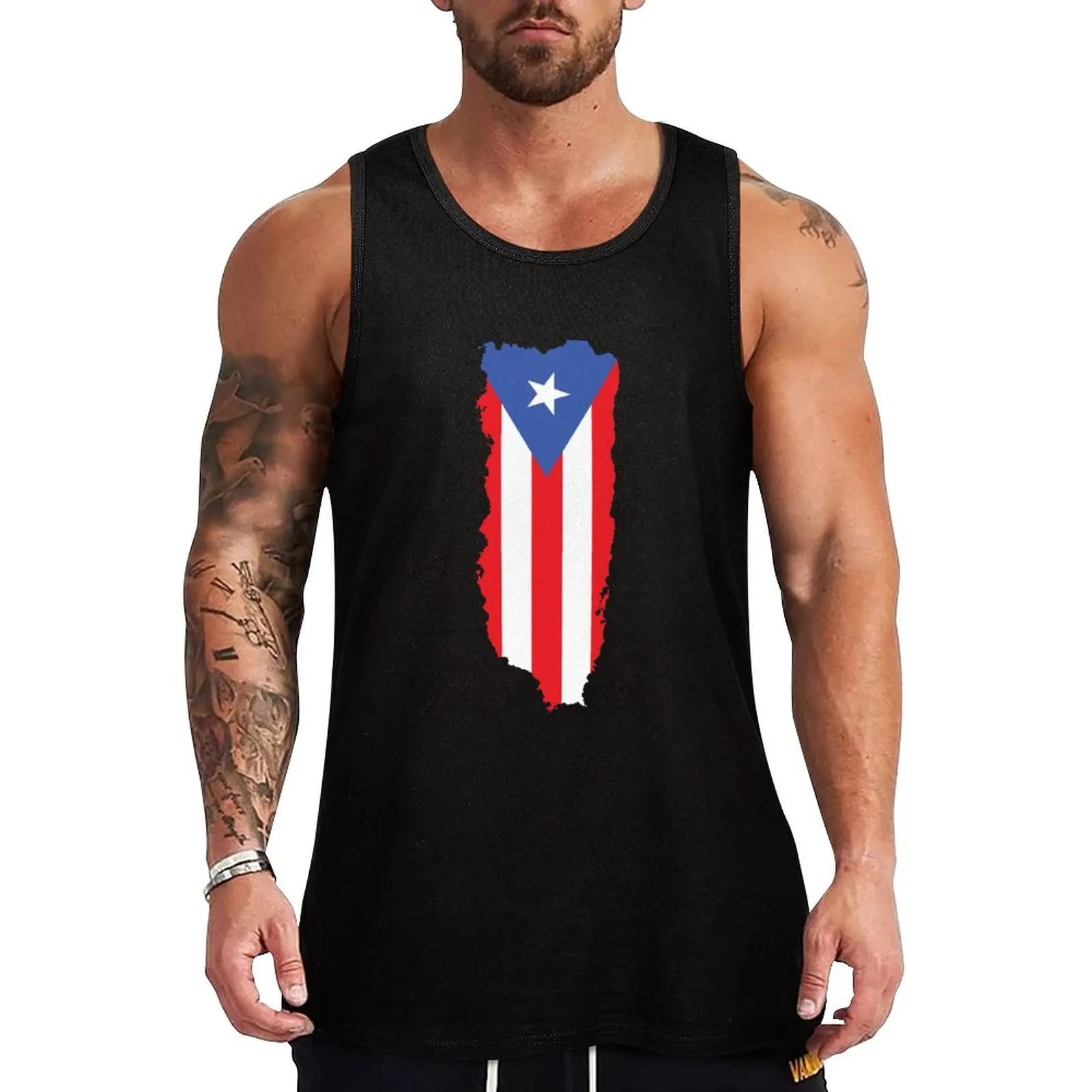 

New Puerto Rico Flag Tank Top anime clothes Men's gym t-shirt