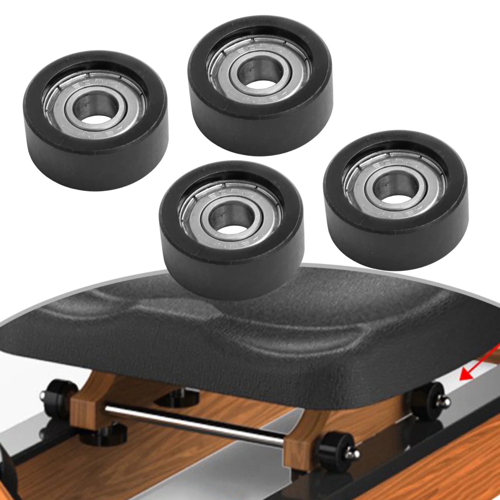 4 Pcs Rowing Machine Bearing Wheel Trainer Gear Smooth For Home Workout Seats Cushion Moving Wheel 8*27*11mm Replacement Parts