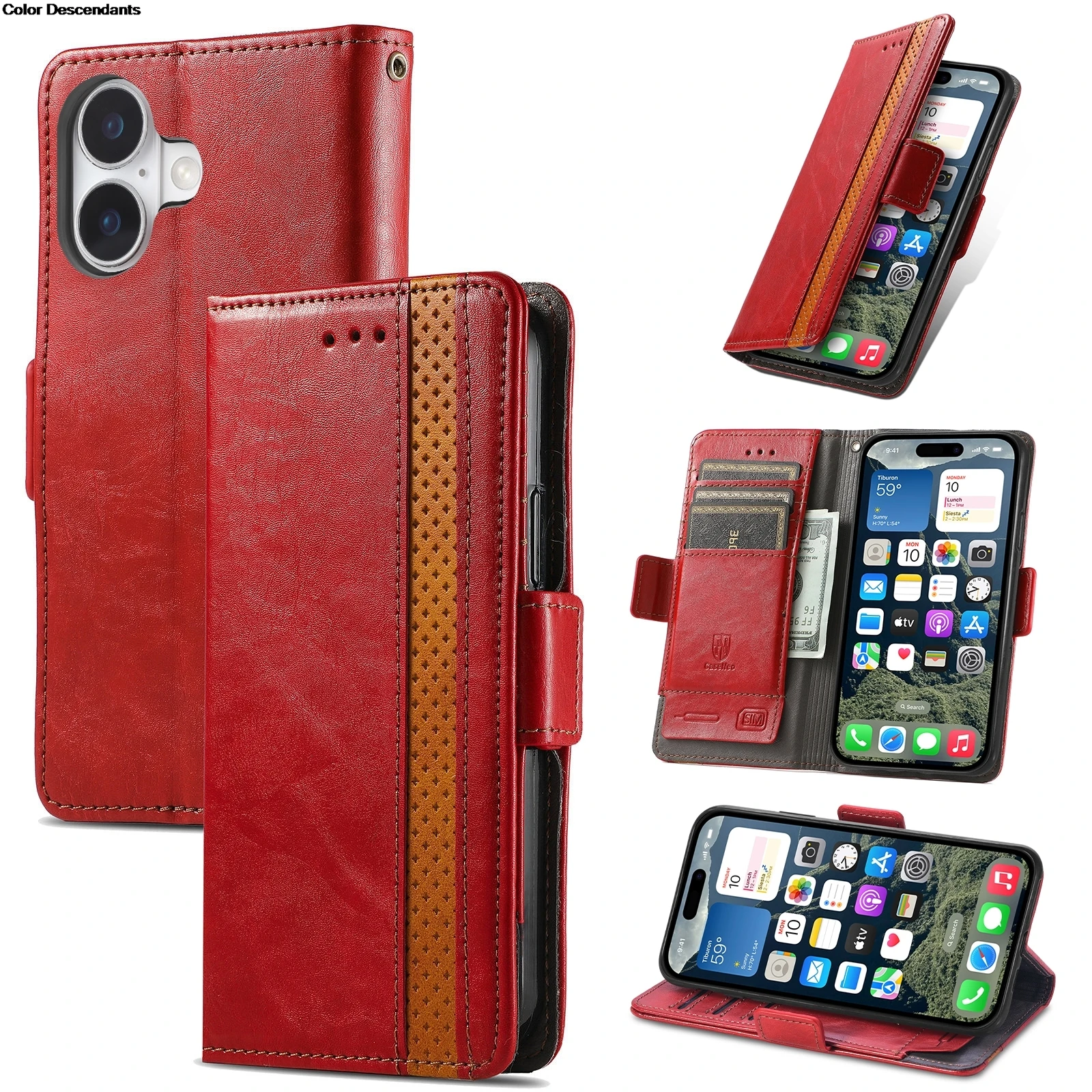 Leather RFID Blocking Phone Case with Wireless Charging and Card Slots