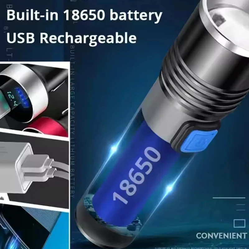 UV Flashlight For Pet Urine Detection Resin Cured 395nm UV Flashlight Black Light Zoom USB Rechargeable