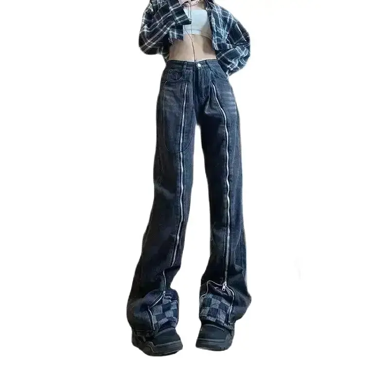 

Women's Patchwork Black Jeans Baggy Harajuku Aesthetic Streetwear Denim Trouser Y2k Jean Pants Vintage 2000s Trashy Clothes 2024