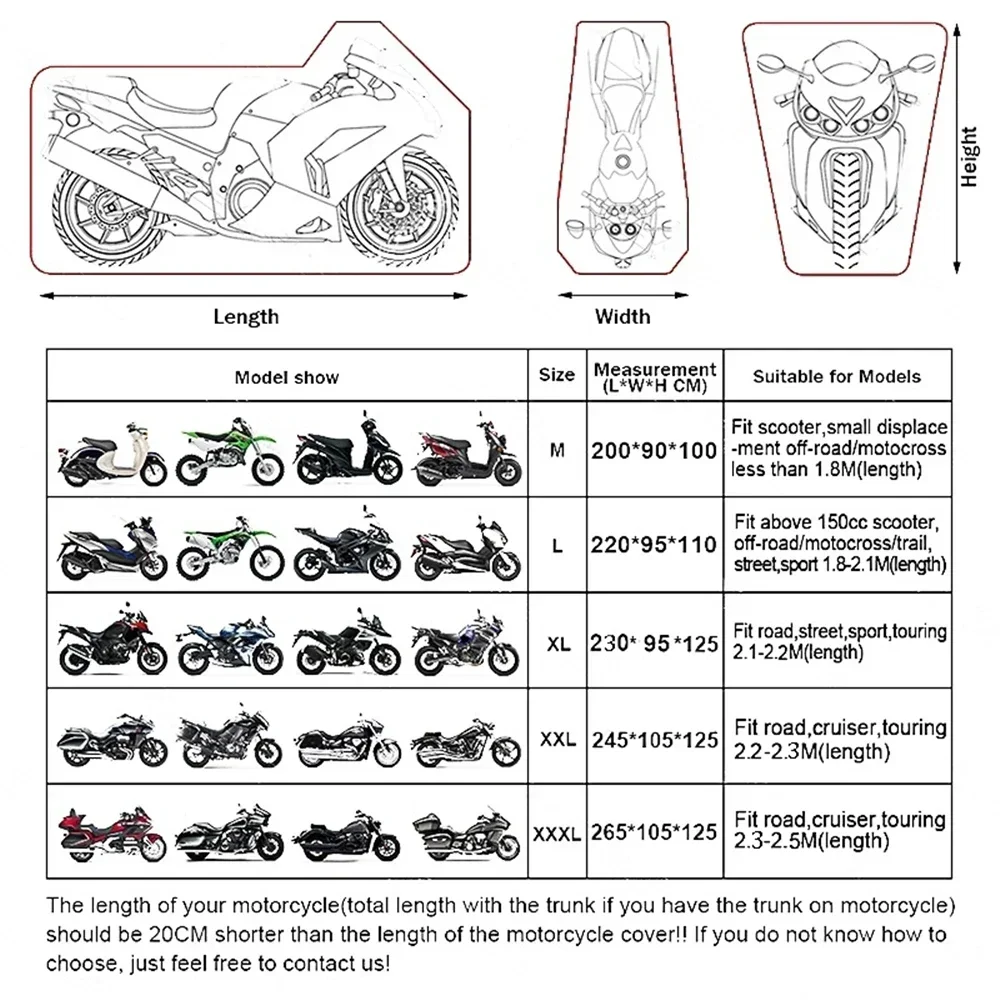 Motorcycle cover for NMAX AEROX PCX MIO BEAT CLICK waterproof rain dust UV