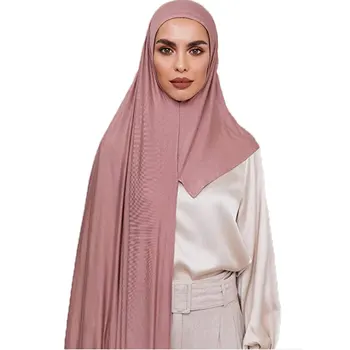Cotton Jersey Hijab Scarf Scarves With Hoop Pinless HeadScarves