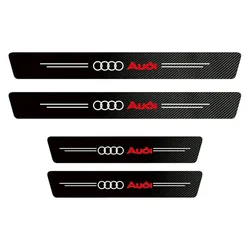 Premium Leather Car Door Sill Plate Protectors - Set of 1, 4, or 5 Pieces (4Pcs threshold - Audi)