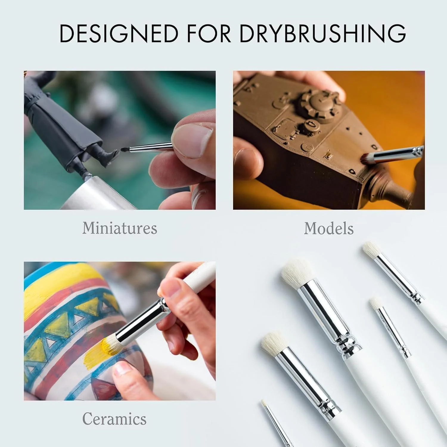 Paint Brush Set, Fine Detail Wood Handle Brushes for Miniature Art Painting, Acrylic, Watercolor - Micro Detailing & Drybrush 6