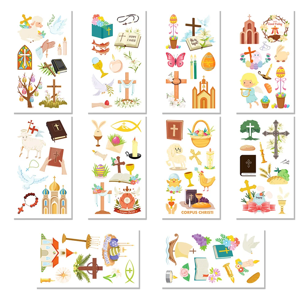 

10 Sheets The Face Easter Tattoo Stickers Child Transfer Reliable Tattoos Decals
